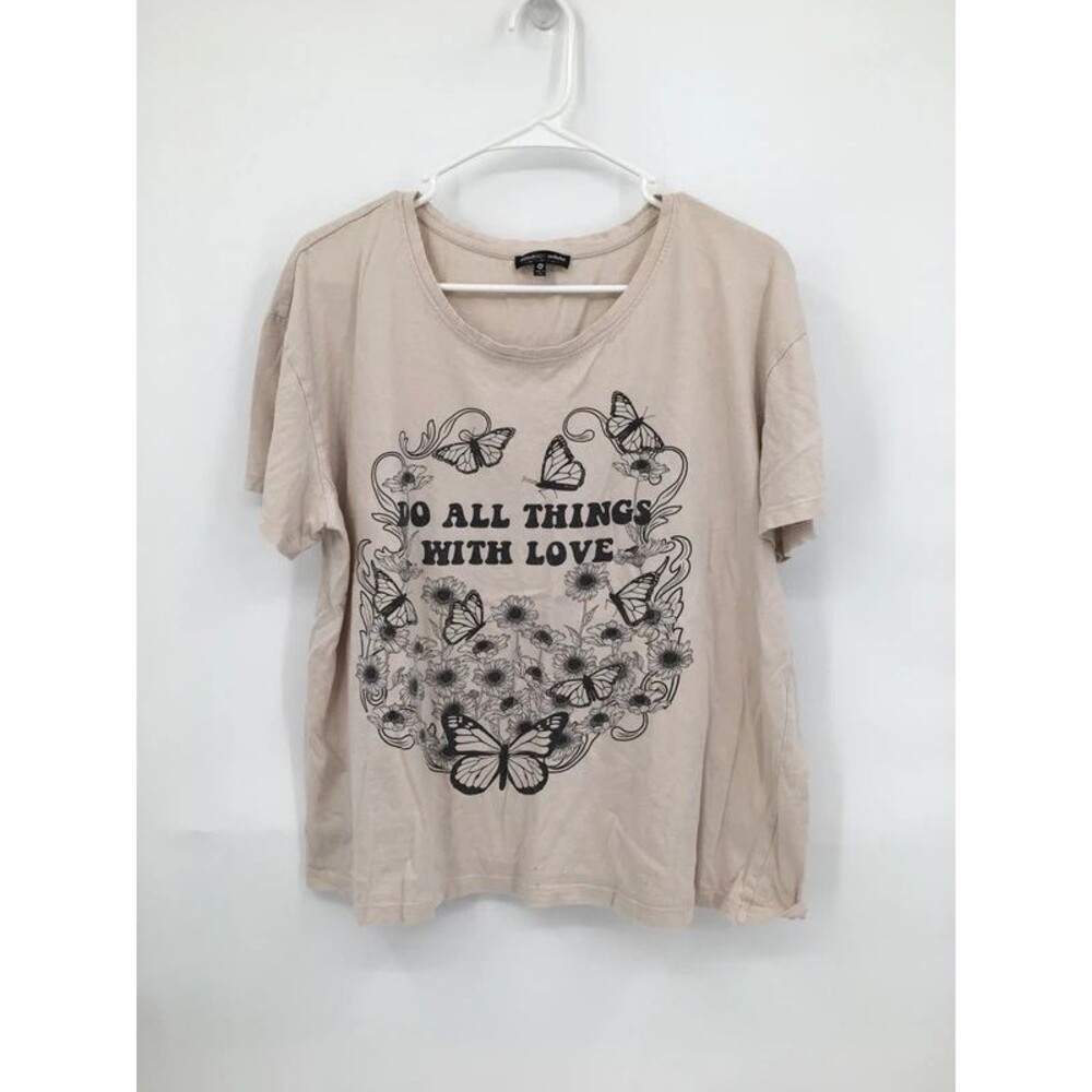 Attitude not included graphic tee tan short sleeve 1x